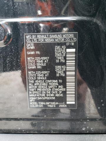 KNMAT2MV3JP610058 - 2018 NISSAN ROGUE S Czarny zdjęcie 13