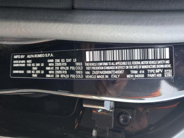 ZASPAKBN9N7D46067 - 2022 ALFA ROMEO STELVIO TI Սև լուսանկար 13