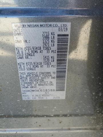 5N1DR2MM3KC618586 - 2019 NISSAN PATHFINDER S GRAY photo 13