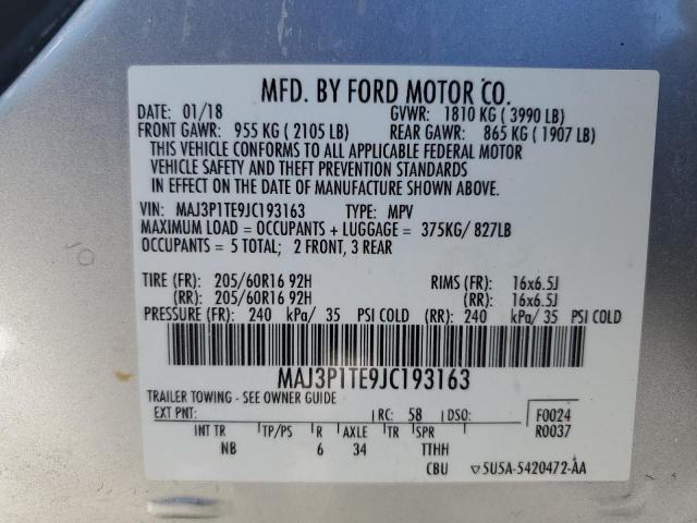 MAJ3P1TE9JC193163 - 2018 FORD ECOSPORT SE Silber Foto 12