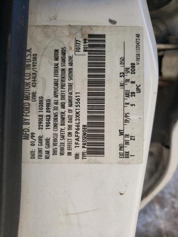 1FAFP66L3XK155611 - 1999 FORD CONTOUR SE WHITE photo 12