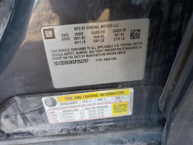 1G1ZC5E0XCF252787 - 2012 CHEVROLET MALIBU 1LT CHARCOAL photo 12