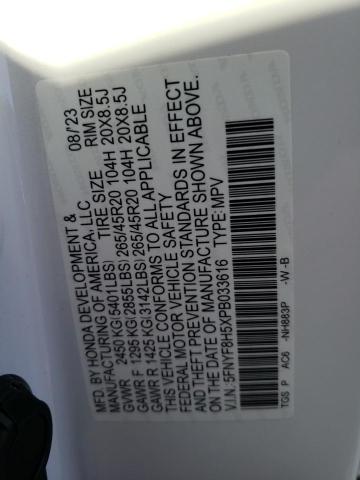 5FNYF8H5XPB033616 - 2023 HONDA PASSPORT EXL WHITE photo 13