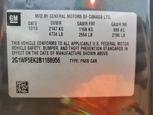 2G1WF5EK2B1188956 - 2011 CHEVROLET IMPALA LS GRAY photo 13