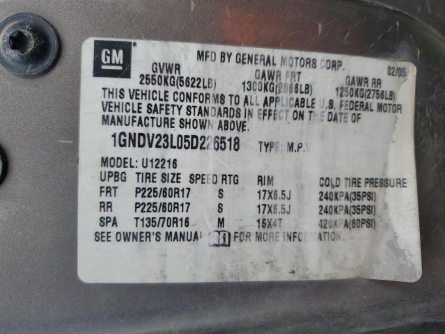 1GNDV23L05D226518 - 2005 CHEVROLET UPLANDER LS 金色 照片 13