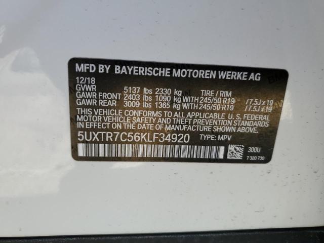 5UXTR7C56KLF34920 - 2019 BMW X3 SDRIVE30I WHITE photo 13