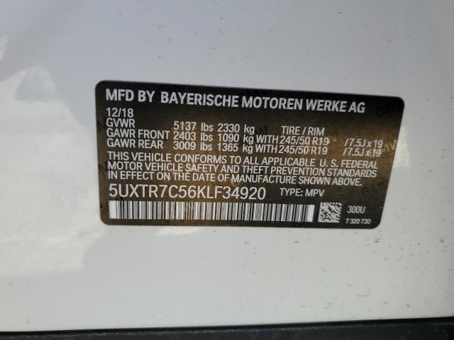 5UXTR7C56KLF34920 - 2019 BMW X3 SDRIVE30I Weiß Foto 13