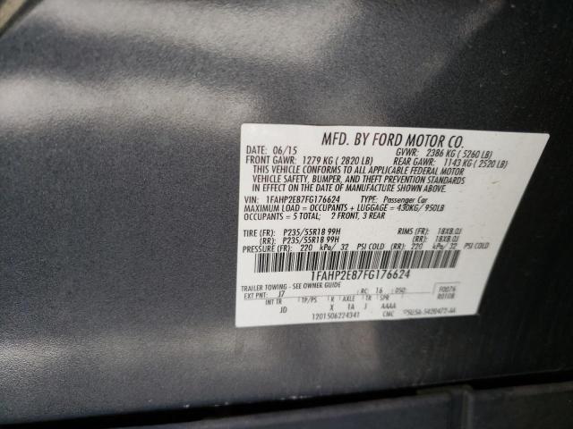 1FAHP2E87FG176624 - 2015 FORD TAURUS SEL CHARCOAL photo 12