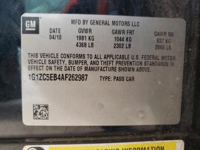 1G1ZC5EB4AF262987 - 2010 CHEVROLET MALIBU 1LT CHARCOAL photo 12