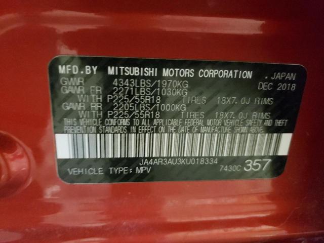 JA4AR3AU3KU018334 - 2019 MITSUBISHI OUTLANDER ES RED photo 13