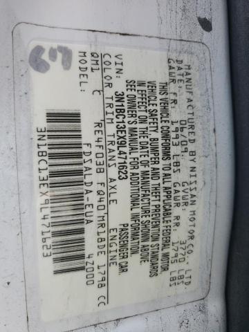 3N1BC13EX9L471623 - 2009 NISSAN VERSA S WHITE photo 12