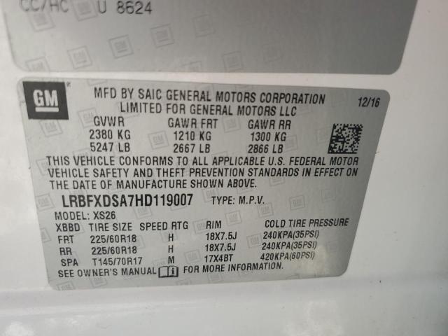 LRBFXDSA7HD119007 - 2017 BUICK ENVISION ESSENCE WHITE photo 13