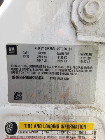 1G4GE5EV6AF246434 - 2010 BUICK LACROSSE CXS WHITE photo 12