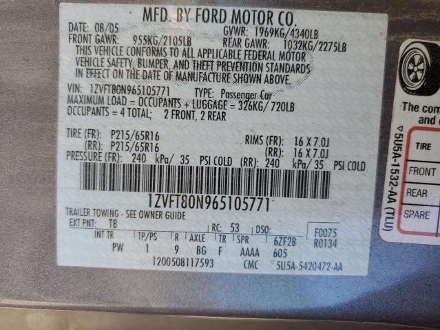 1ZVFT80N965105771 - 2006 FORD MUSTANG SILVER photo 13