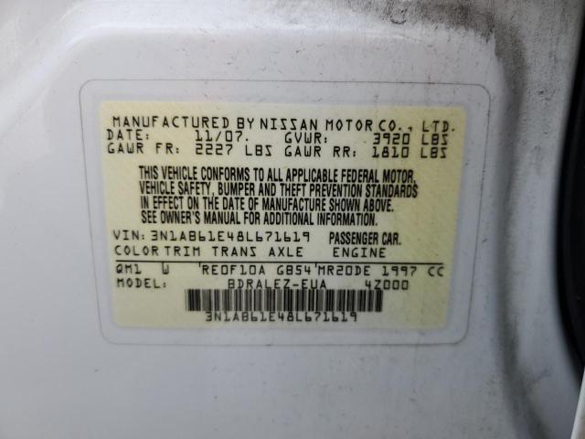 3N1AB61E48L671619 - 2008 NISSAN SENTRA 2.0 WHITE photo 12