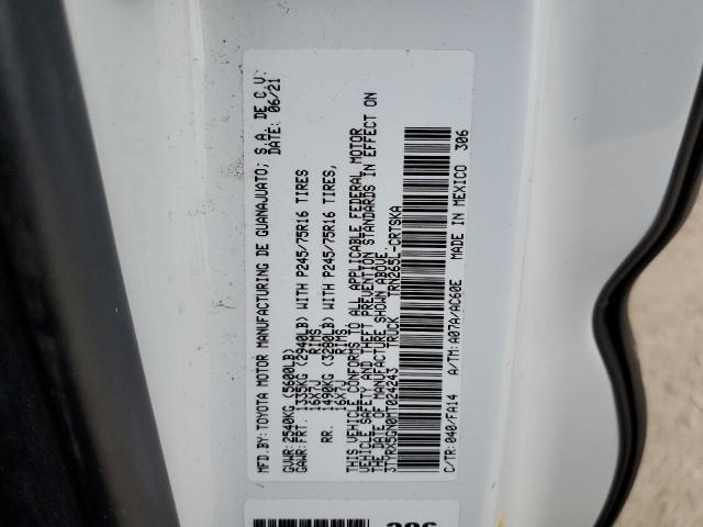 3TYRX5GN0MT024243 - 2021 TOYOTA TACOMA ACCESS CAB Ақ фото 12