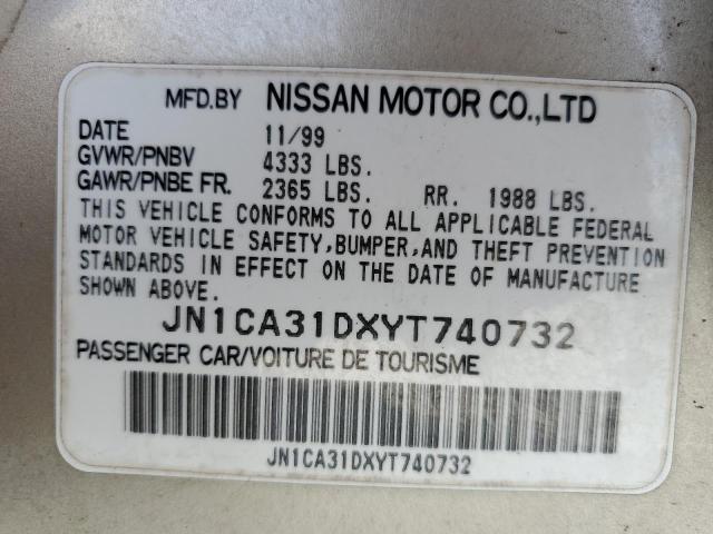 JN1CA31DXYT740732 - 2000 NISSAN MAXIMA GLE GOLD photo 12