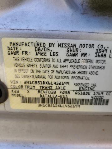 3N1CB51DX6L452199 - 2006 NISSAN SENTRA 1.8 SILVER photo 13