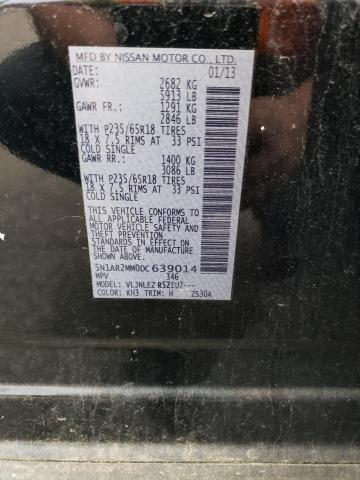 5N1AR2MM0DC639014 - 2013 NISSAN PATHFINDER S 黑色 照片 12