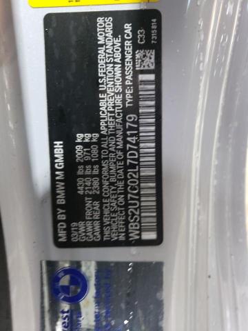 WBS2U7C02L7D74179 - 2020 BMW M2 COMPETITION SILVER photo 12