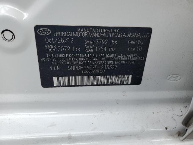 5NPDH4AEXDH245327 - 2013 HYUNDAI ELANTRA GLS WHITE photo 12