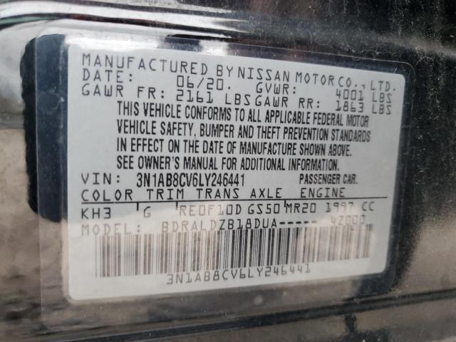 3N1AB8CV6LY246441 - 2020 NISSAN SENTRA SV BLACK photo 12