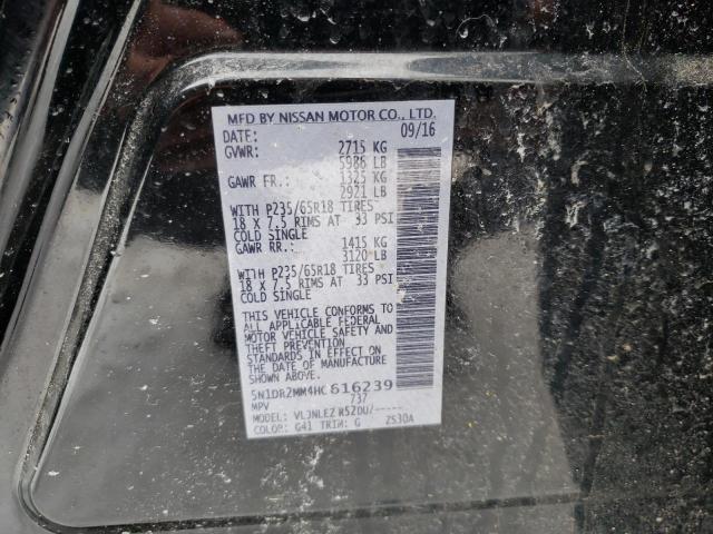 5N1DR2MM4HC616239 - 2017 NISSAN PATHFINDER S BLACK photo 12