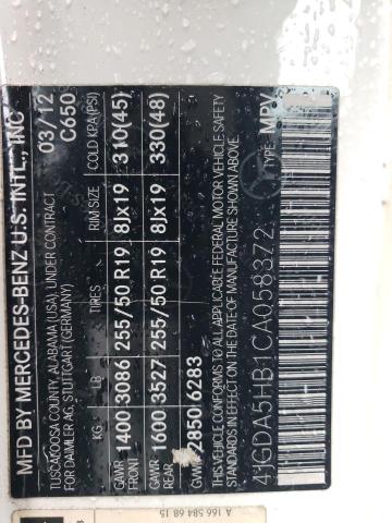 4JGDA5HB1CA058372 - 2012 MERCEDES-BENZ ML 350 4MATIC WHITE photo 13