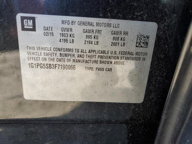 1G1PG5SB3F7190066 - 2015 CHEVROLET CRUZE LTZ BLACK photo 12