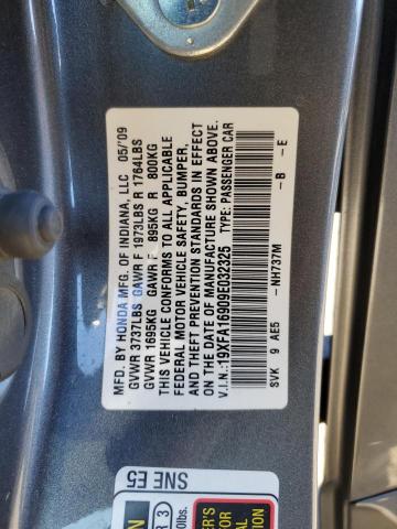 19XFA16909E032325 - 2009 HONDA CIVIC EXL GRAY photo 12