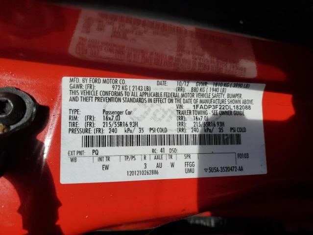 1FADP3F22DL182088 - 2013 FORD FOCUS SE RED photo 13