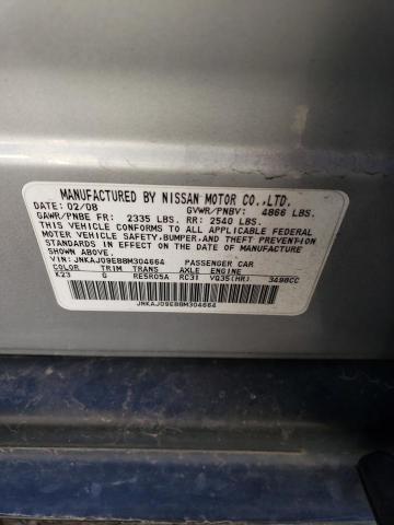 JNKAJ09E88M304664 - 2008 INFINITI EX35 BASE SILVER photo 12