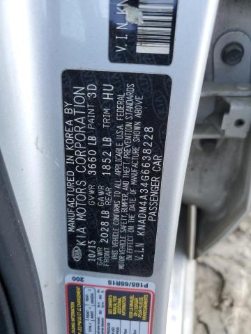 KNADM4A34G6638228 - 2016 KIA RIO LX SILVER photo 12