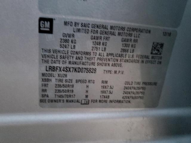 LRBFX4SX7KD075828 - 2019 BUICK ENVISION PREMIUM II Gümüş foto 13