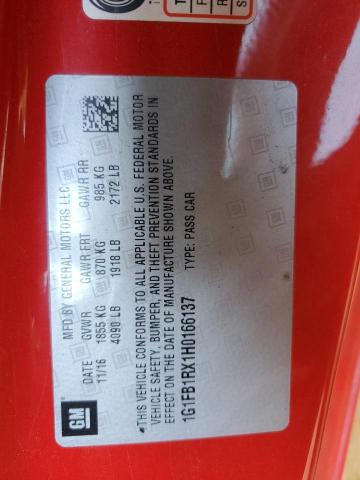 1G1FB1RX1H0166137 - 2017 CHEVROLET CAMARO LT RED photo 13