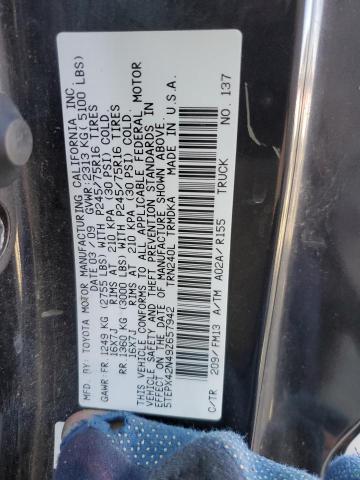 5TEPX42N49Z657942 - 2009 TOYOTA TACOMA BLACK photo 13