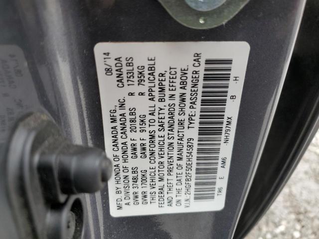 2HGFB2F50EH545879 - 2014 HONDA CIVIC LX GRAY photo 12