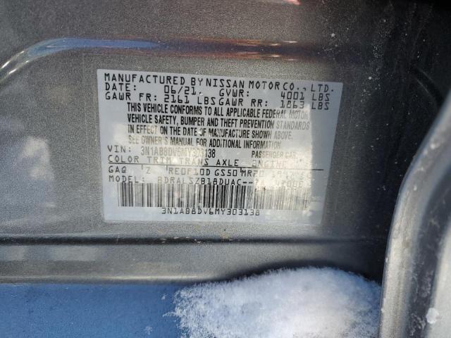 3N1AB8DV6MY303138 - 2021 NISSAN SENTRA SR GRAY photo 12