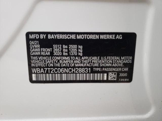 WBA7T2C06NCH28831 - 2022 BMW 740 I WHITE photo 12