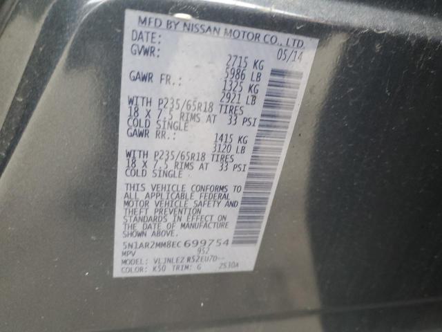 5N1AR2MM8EC699754 - 2014 NISSAN PATHFINDER S GRAY photo 13