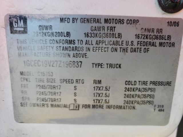 1GCEC19V27Z196837 - 2007 CHEVROLET SILVERADO C1500 CLASSIC WHITE photo 13