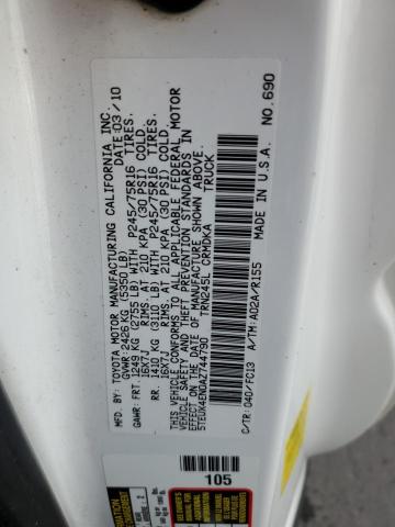 5TEUX4EN0AZ744790 - 2010 TOYOTA TACOMA ACCESS CAB 白色 照片 12