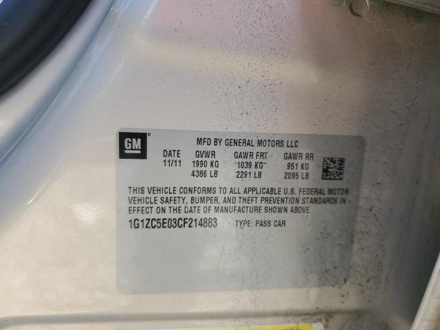 1G1ZC5E03CF214883 - 2012 CHEVROLET MALIBU 1LT 银色 照片 12