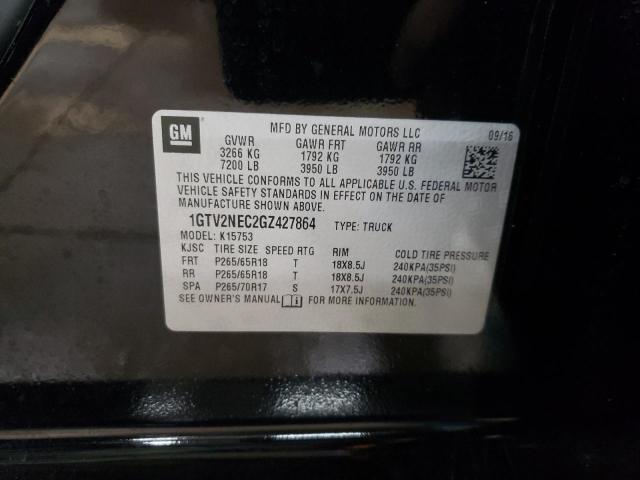 1GTV2NEC2GZ427864 - 2016 GMC SIERRA K1500 SLT BLACK photo 12