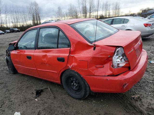 KMHCG45C12U361604 - 2002 HYUNDAI ACCENT GL RED photo 2