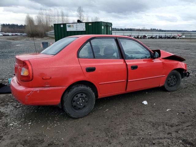 KMHCG45C12U361604 - 2002 HYUNDAI ACCENT GL RED photo 3