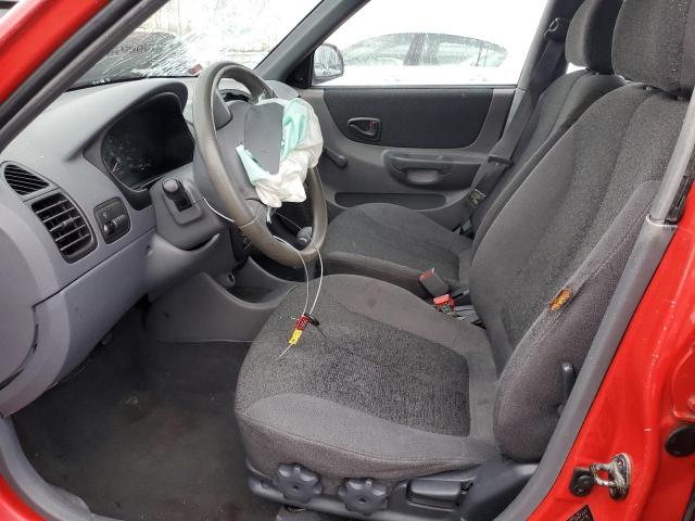 KMHCG45C12U361604 - 2002 HYUNDAI ACCENT GL RED photo 7