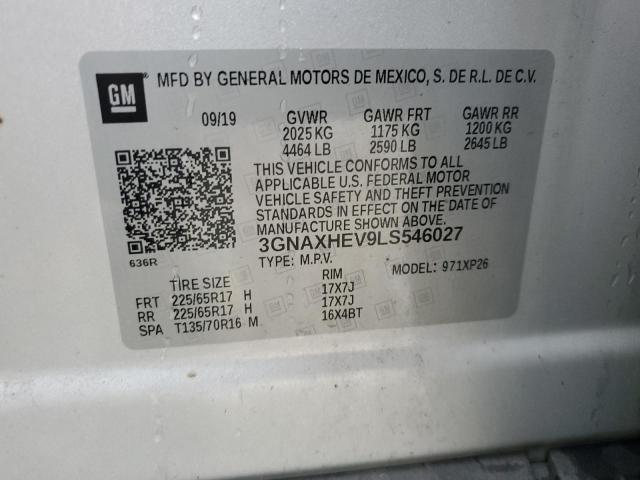 3GNAXHEV9LS546027 - 2020 CHEVROLET EQUINOX LS SILVER photo 13