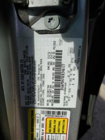 3FA6P0H70ER246177 - 2014 FORD FUSION SE SILVER photo 12