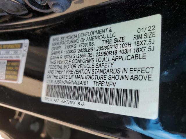 5J6RW2H54NA004761 - 2022 HONDA CR-V EX BLACK photo 13